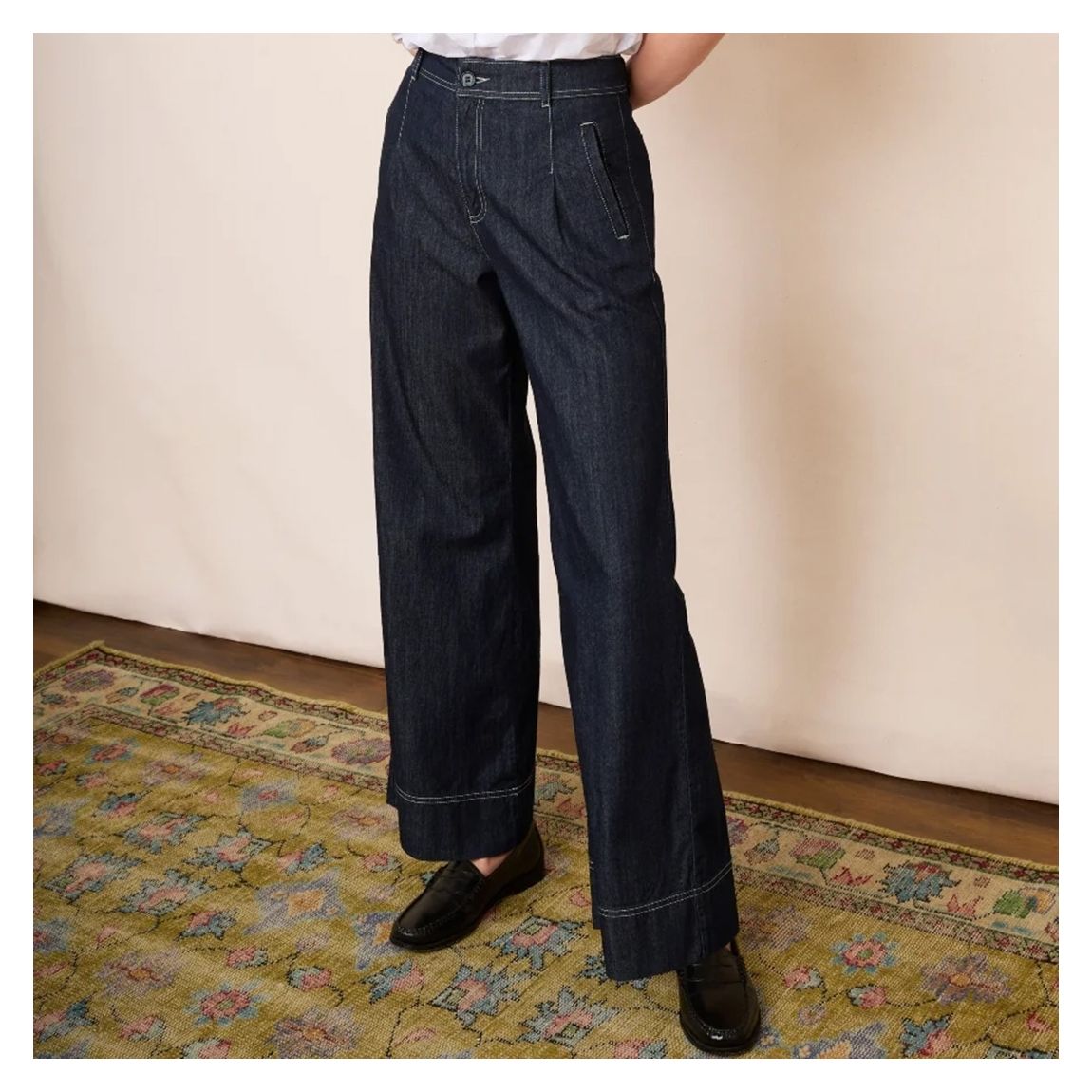 Dark Blue DB X Wyse Wide Leg Pleat Jeans main product photo