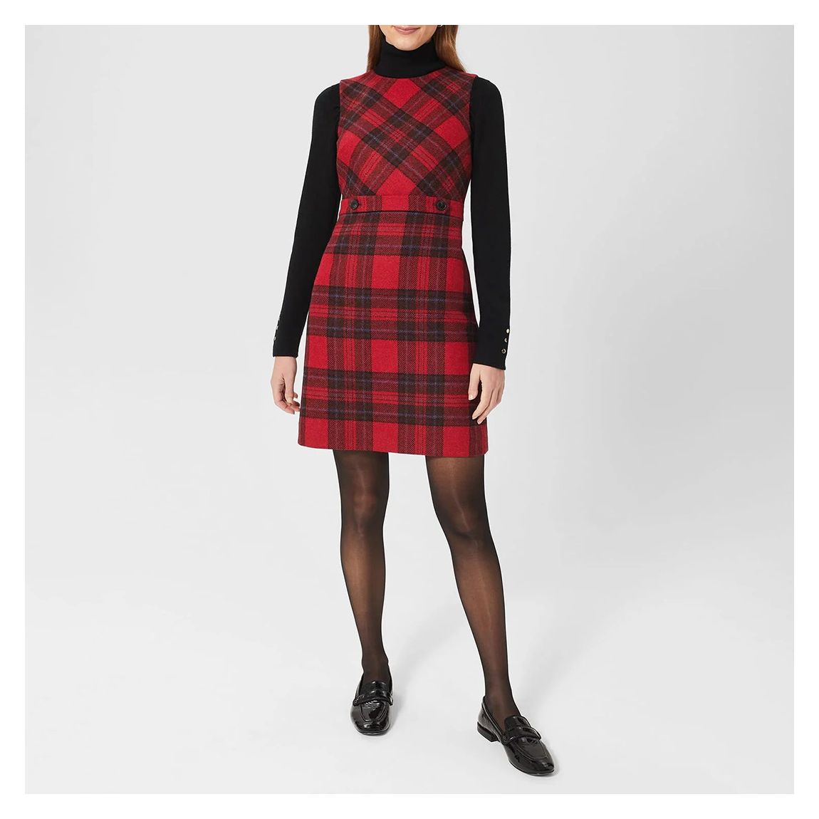 Red Melanie Check Wool Dress main product photo