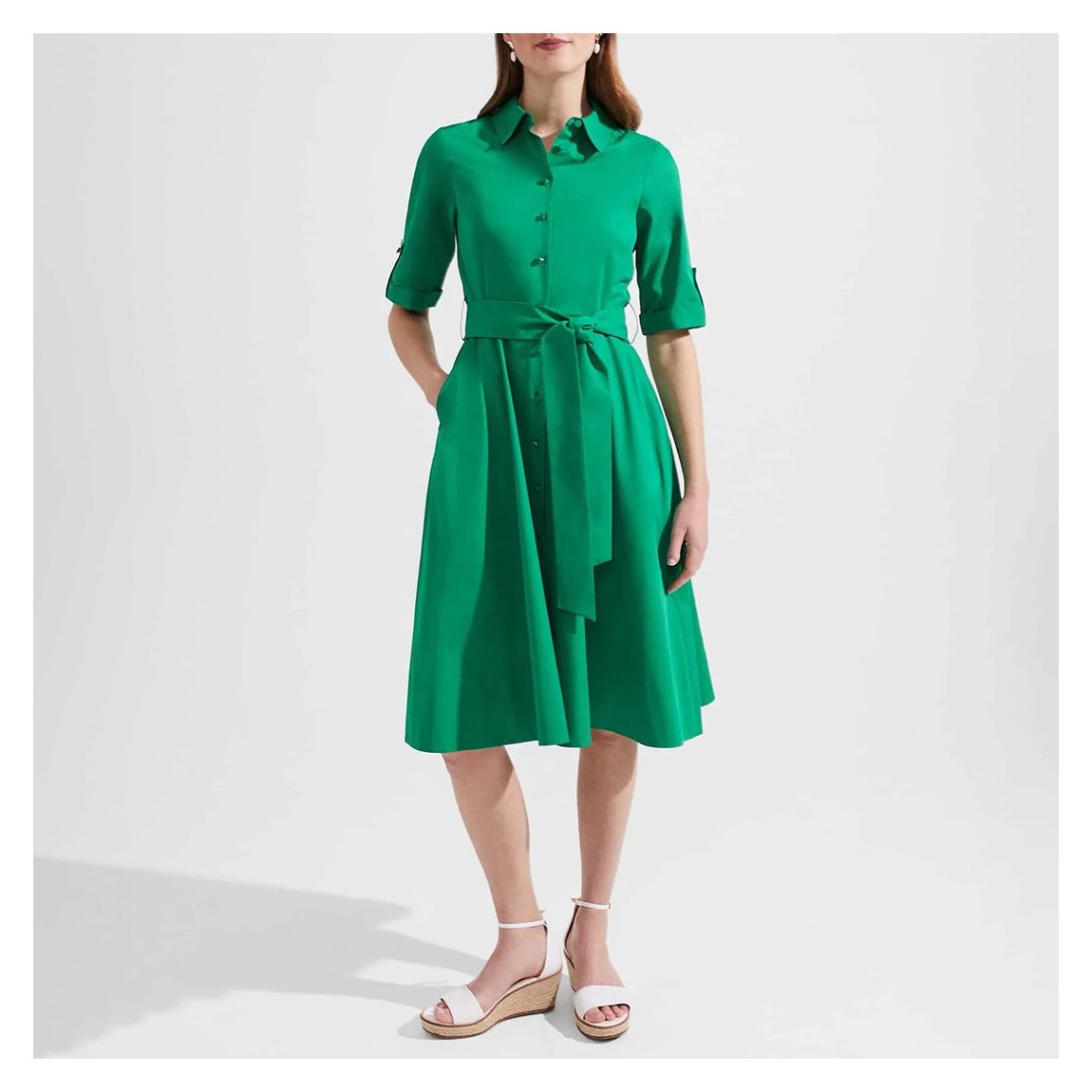 Green Tyra Cotton Blend Midi Dress main product photo
