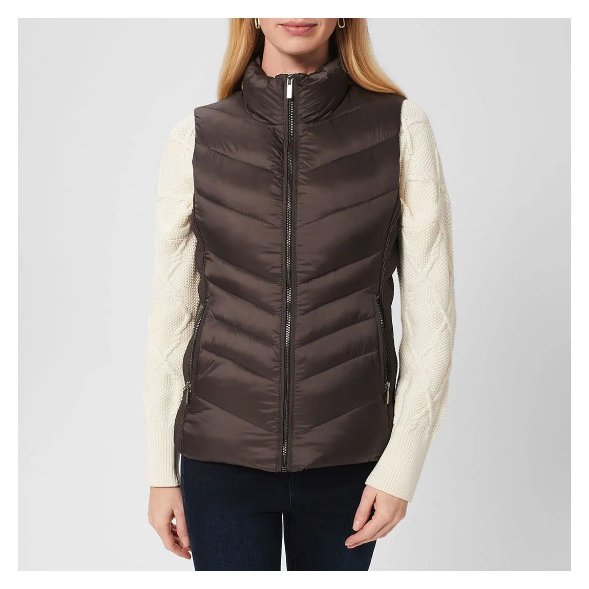 Brown Neava Puffer Gilet main product photo