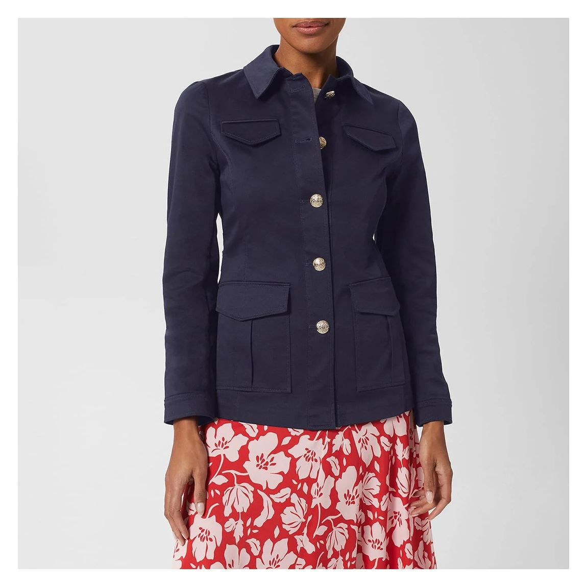 Navy Farrah Cotton Blend Jacket main product photo
