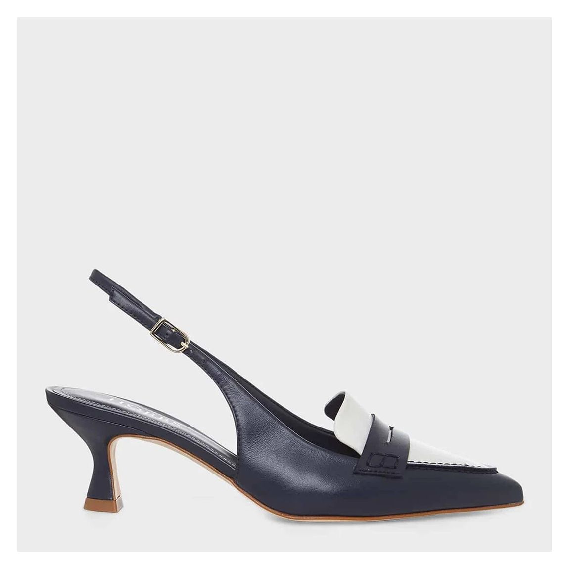 Navy Mischa Sling Back Leather Heels main product photo