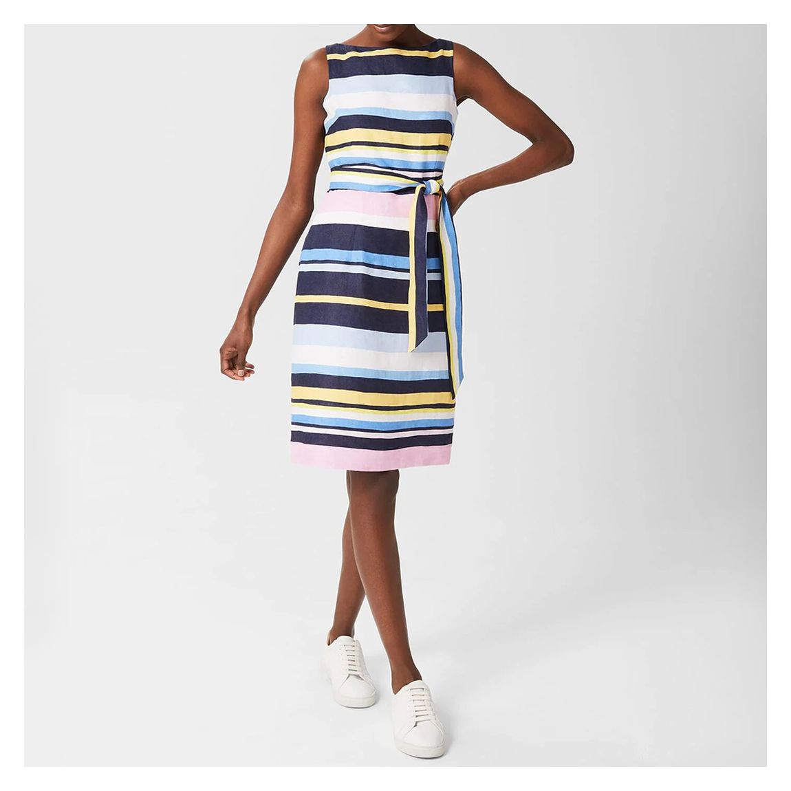 Multi Amalfi Stripe Linen Dress main product photo