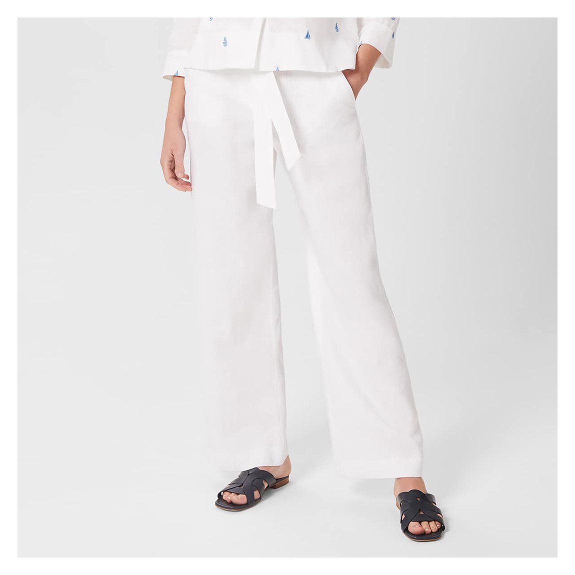 White Jacqui Linen Trousers main product photo