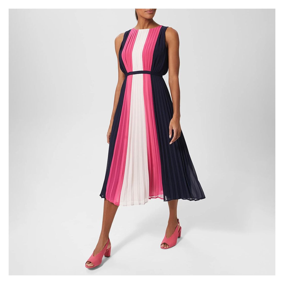 Navy/Pink Claudia Pleated Dress main product photo