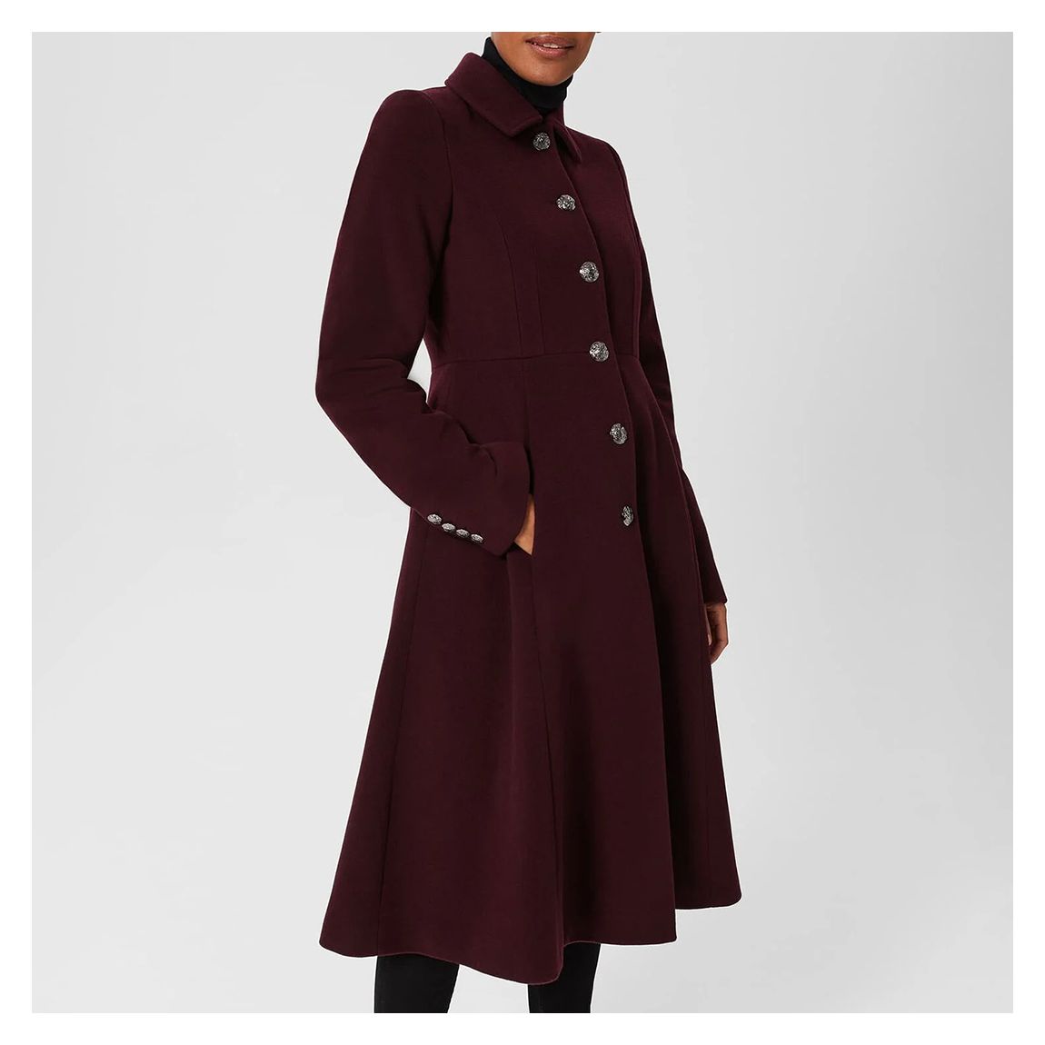 Burgundy Catilin Wool Cashmere Blend Coat main product photo