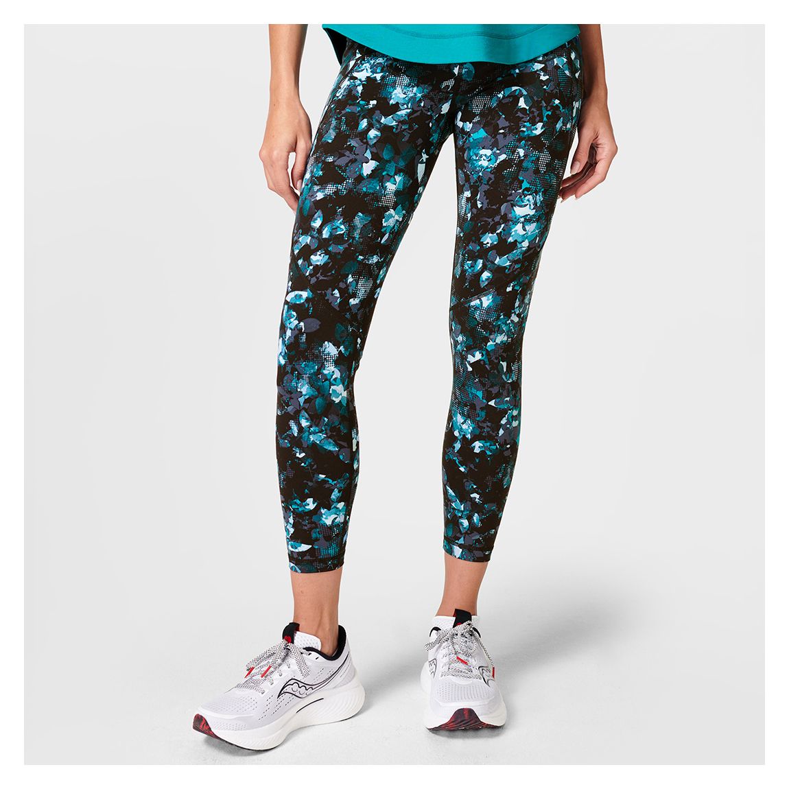 Blue Illuminate Floral Print Power 7/8 Leggings main product photo