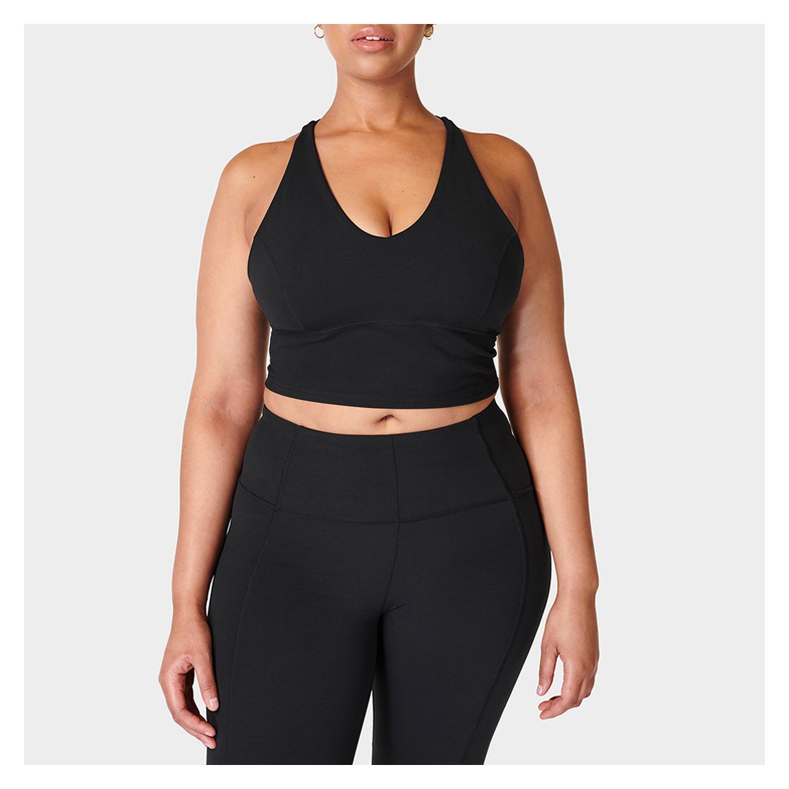 Black Super Soft Crop Strappy Back Workout Tank main product photo