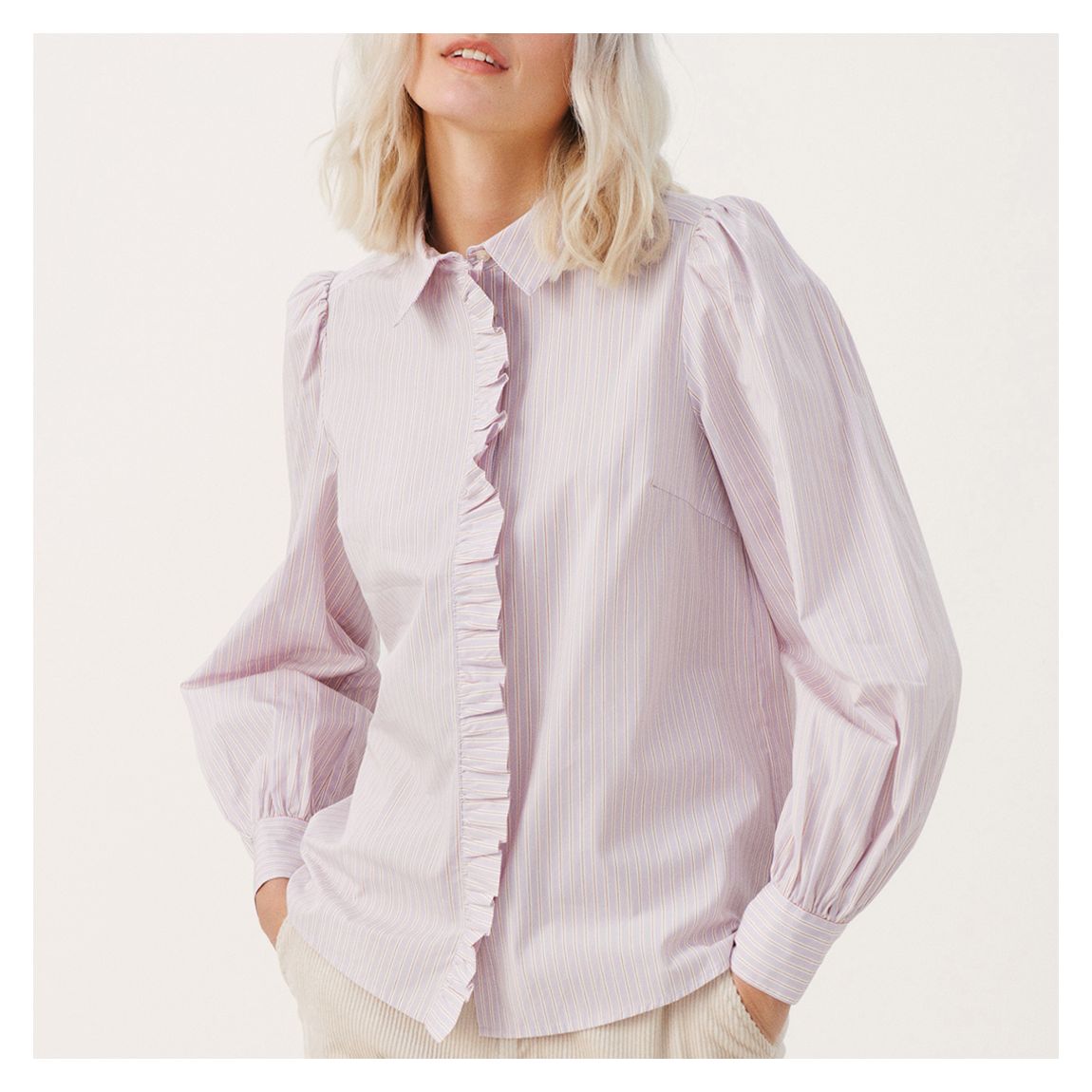 Pale Pink Vena Cotton Shirt main product photo