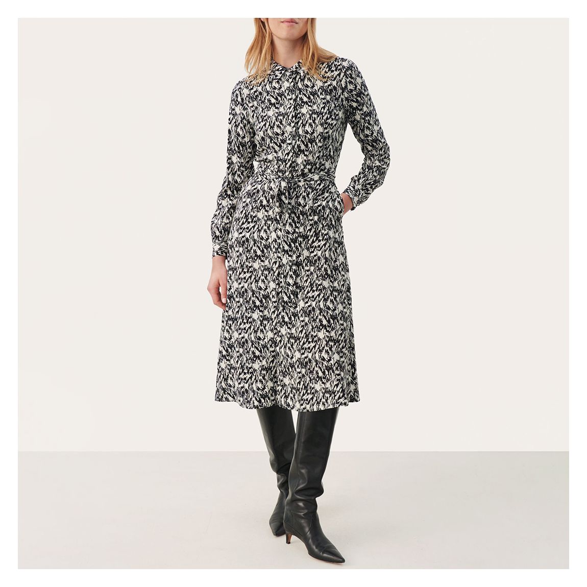 Black and White Printed Shelby Dress main product photo