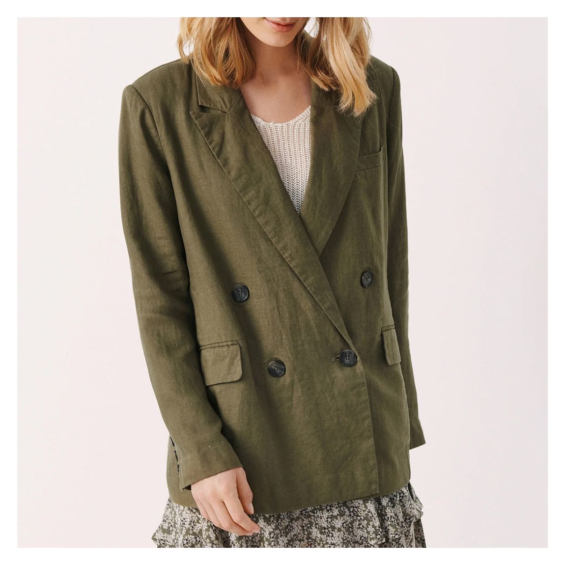 Khaki Sonjas Linen Blazer main product photo