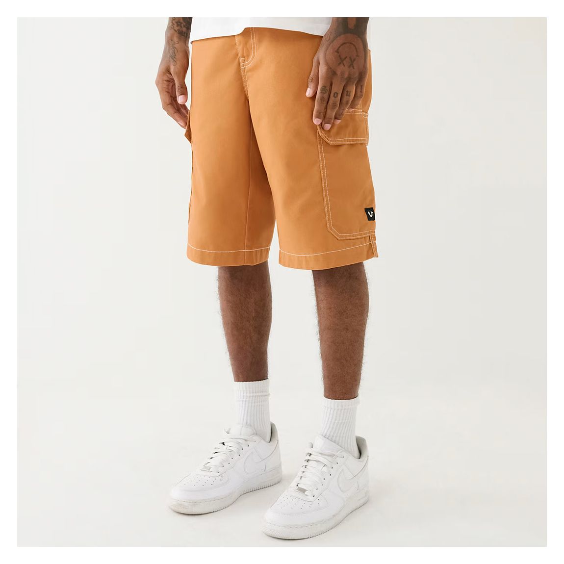 Khaki Cotton Blend Cargo Shorts main product photo