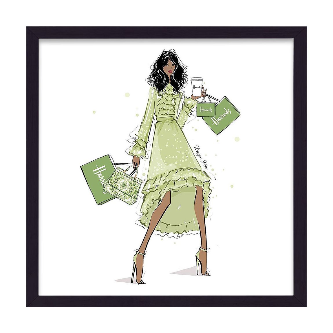Harrods Green Dress Framed Print main product photo