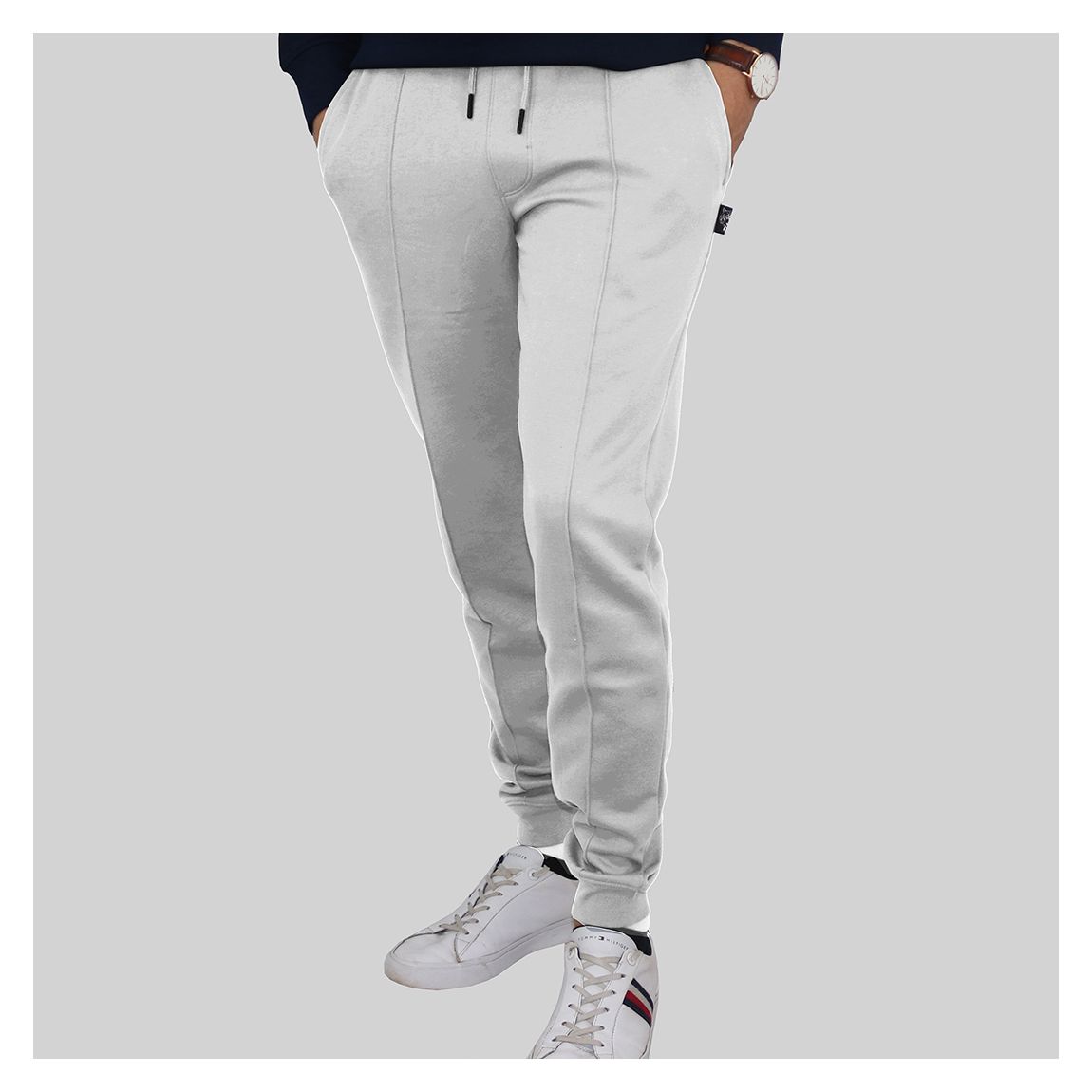 White Cuffed Joggers main product photo