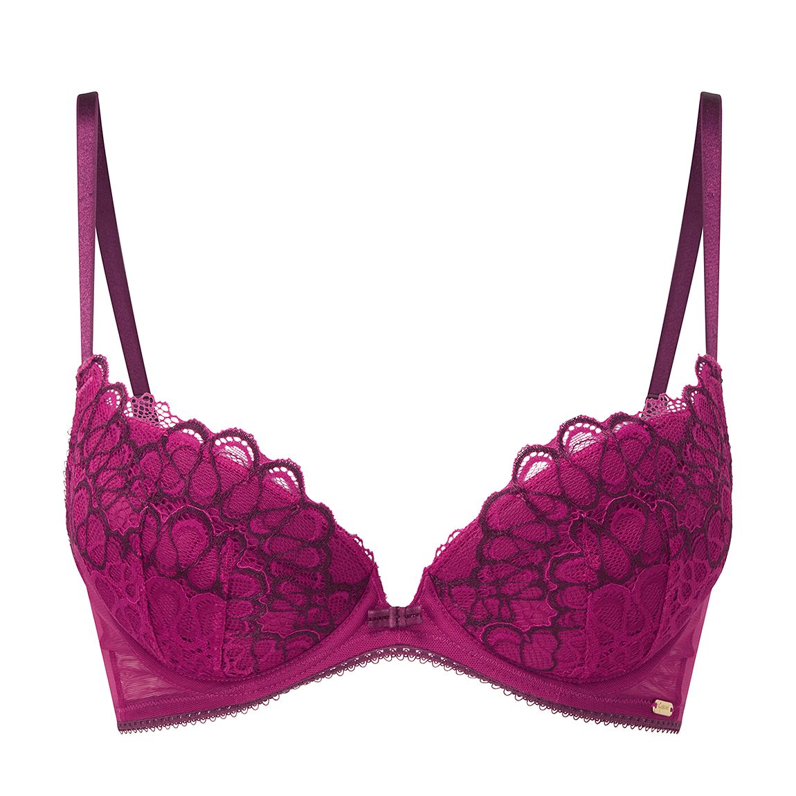 Pink Swirl Padded Plunge Bra main product photo