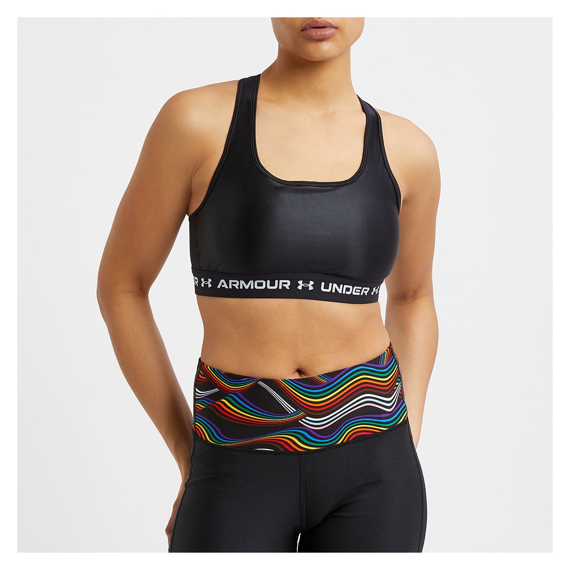 Black Crossback Matte Shine Sports Bra main product photo