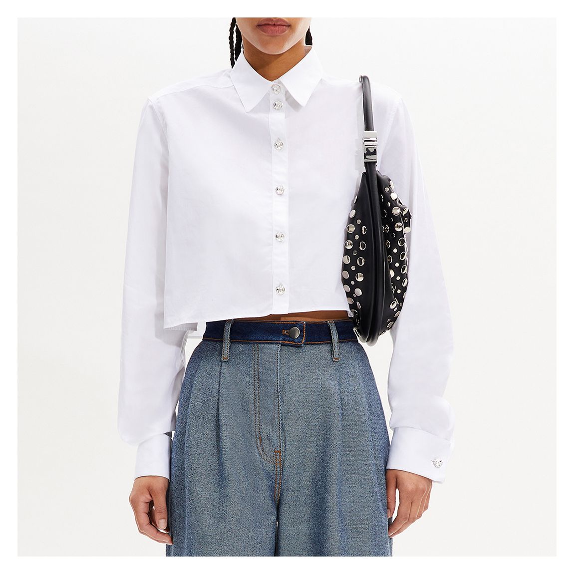 White Chemise Cropped Shirt main product photo