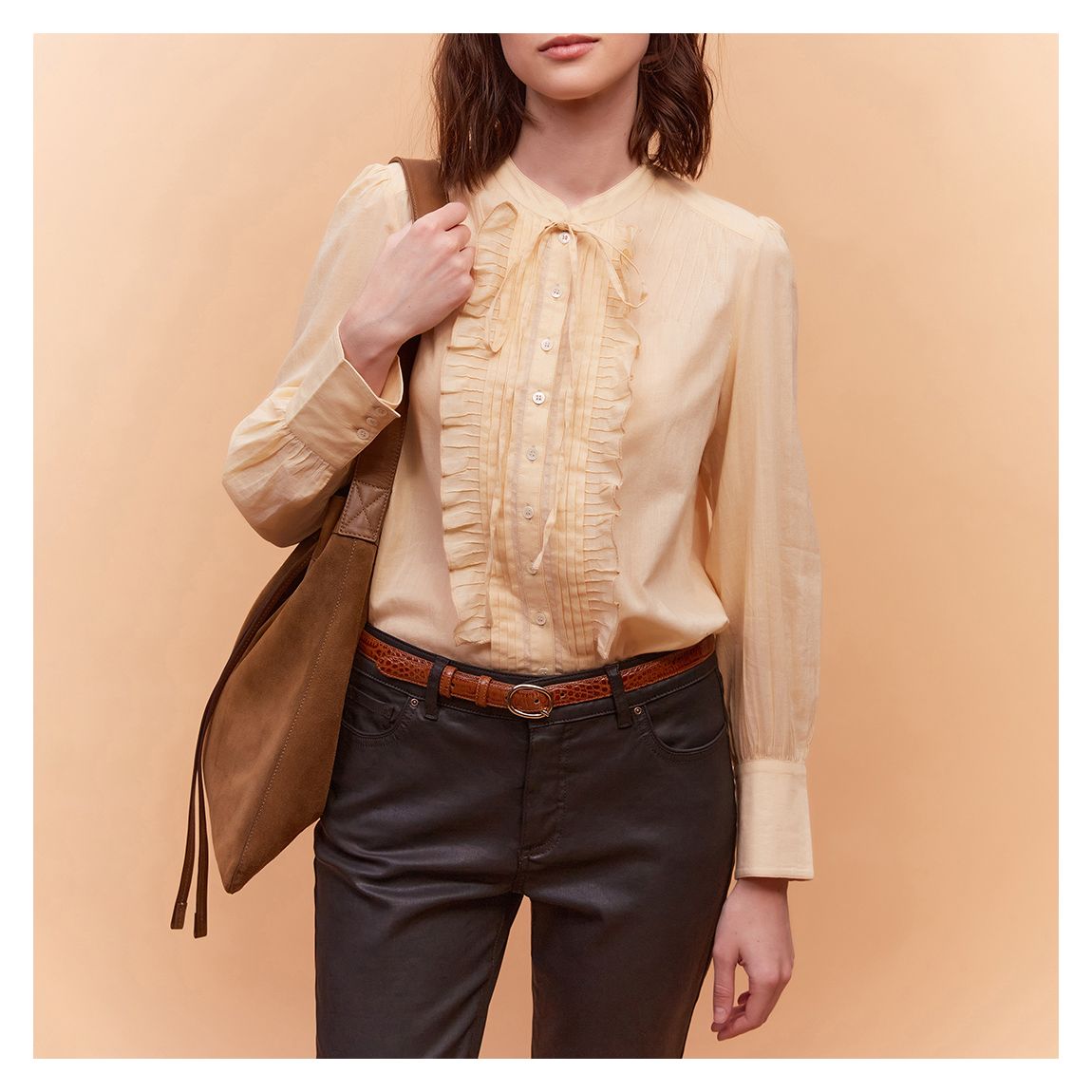 Cream Calicia Cotton Ruffle Blouse main product photo