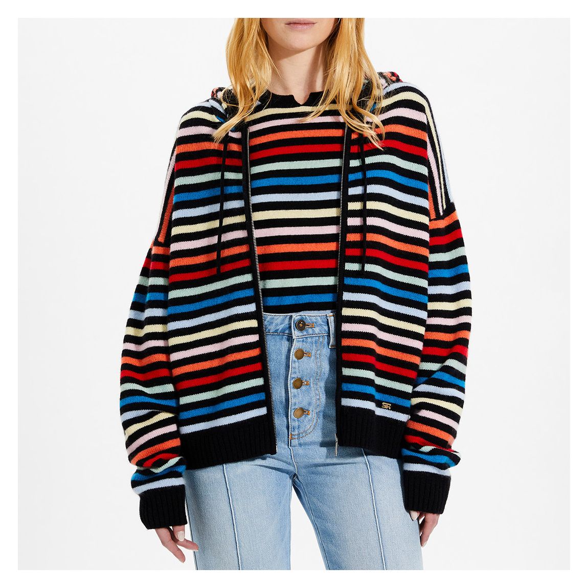 Multi Stripe Cashmere Blend Hoodie main product photo