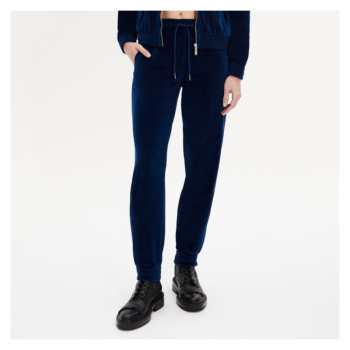 Navy Velour Drawstring Joggers main product photo