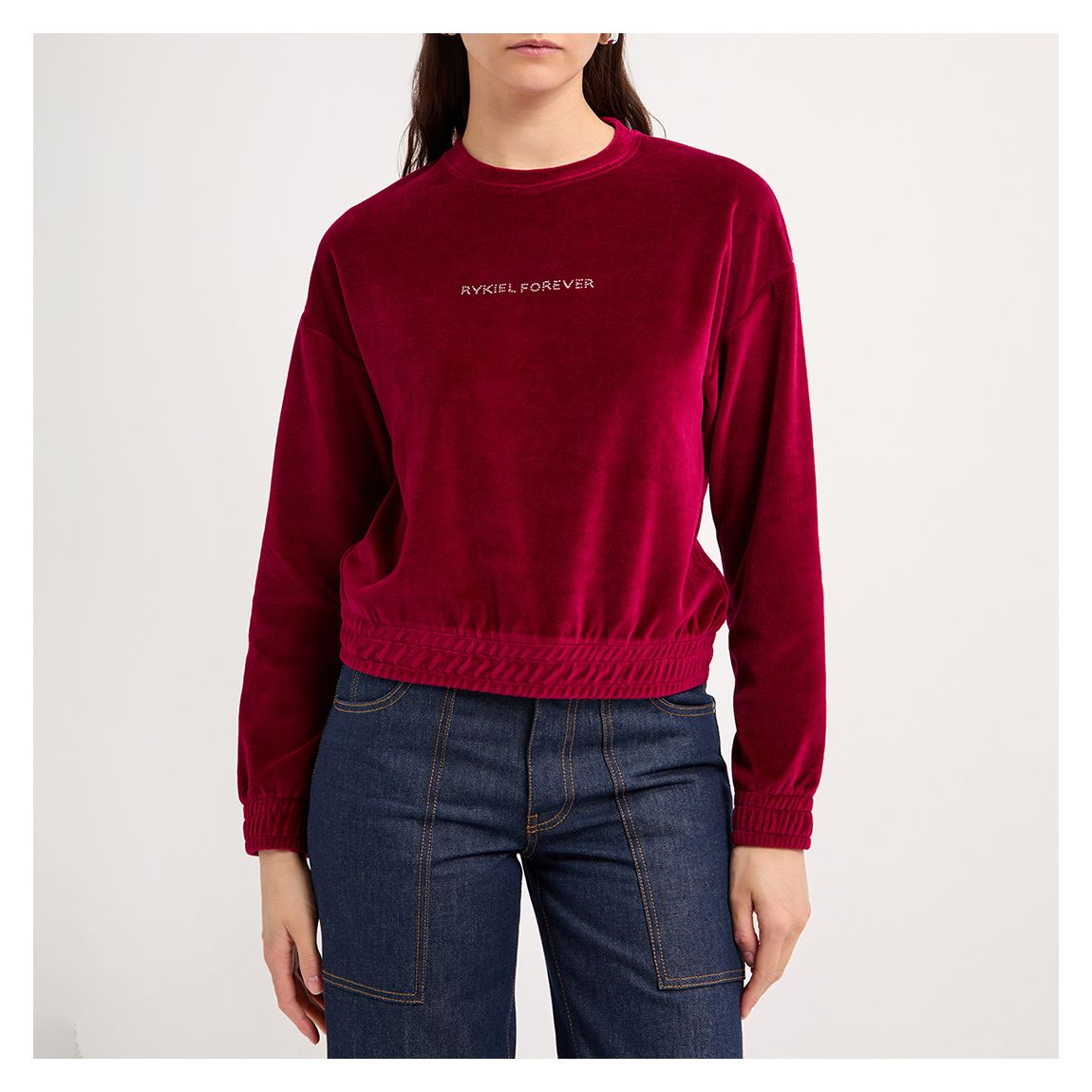 Burgundy Velour Diamante Sweatshirt main product photo