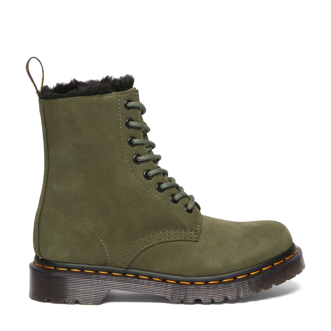 Women Olive 1460 Serena Faux Fur Lined Nubuck Ankle Boots main product photo