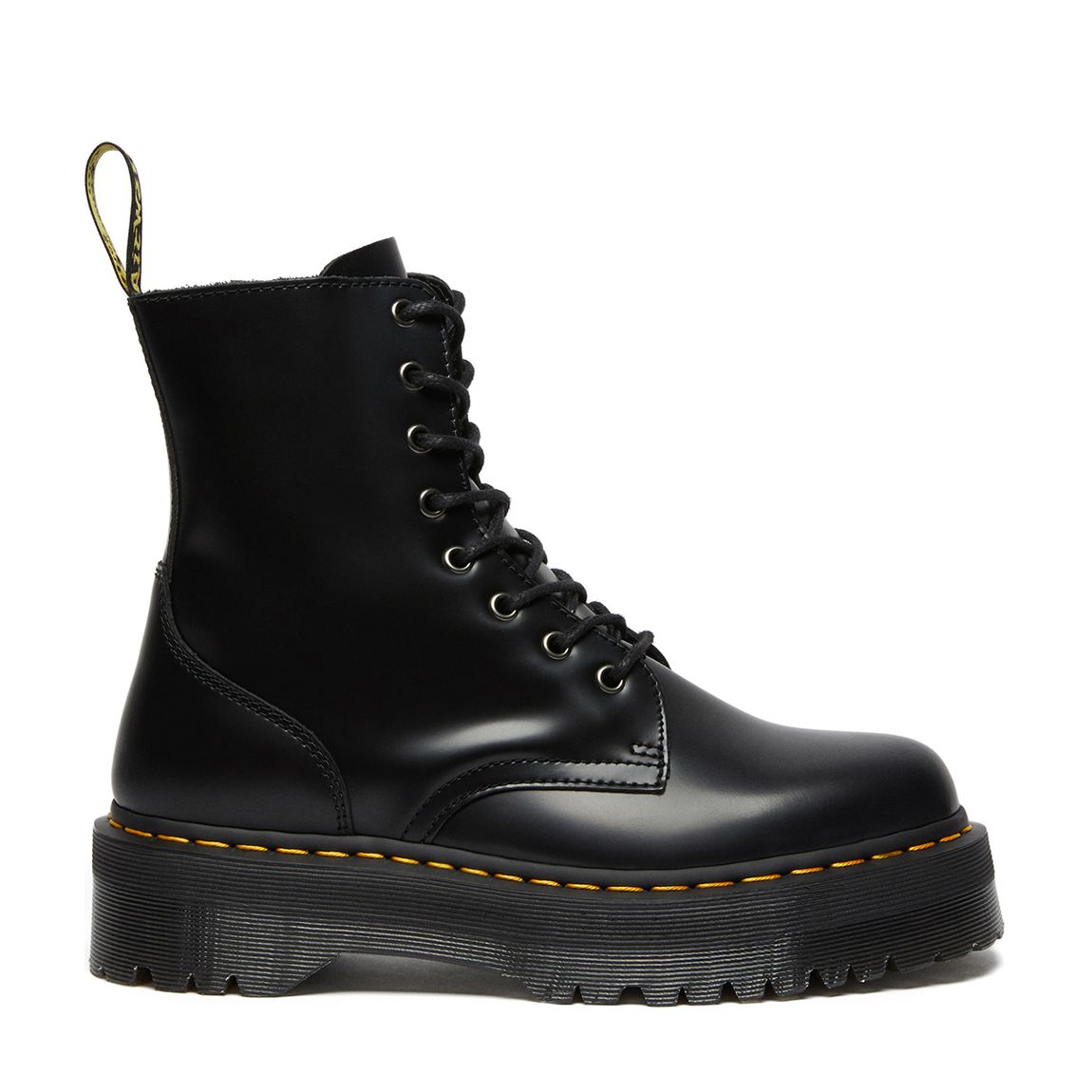 Unisex Black Jadon Polished Smooth Leather Platform Boots main product photo