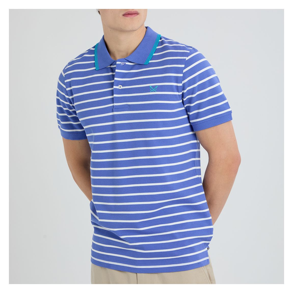 Blue Striped Tipped Cotton Polo main product photo