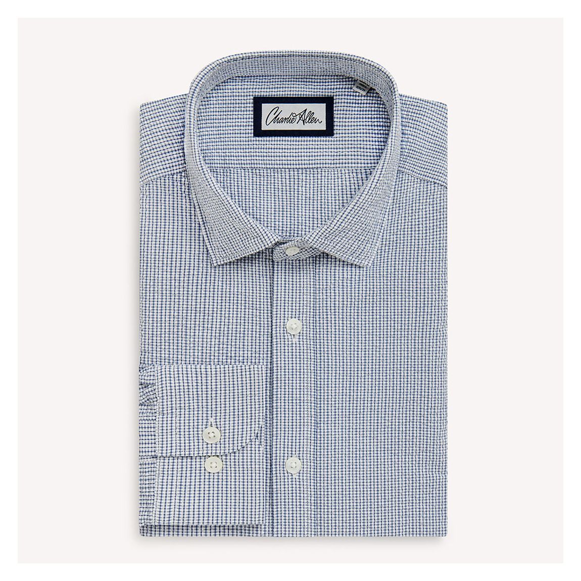 Navy/White Seersucker Regular Fit Cotton Shirt main product photo