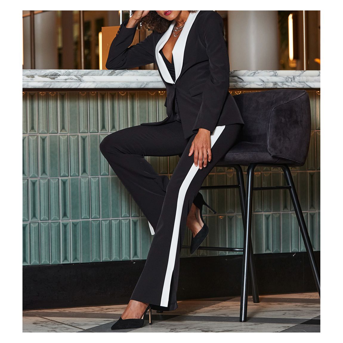 Black Kick Flare Trousers With Contrast Side Stripe main product photo
