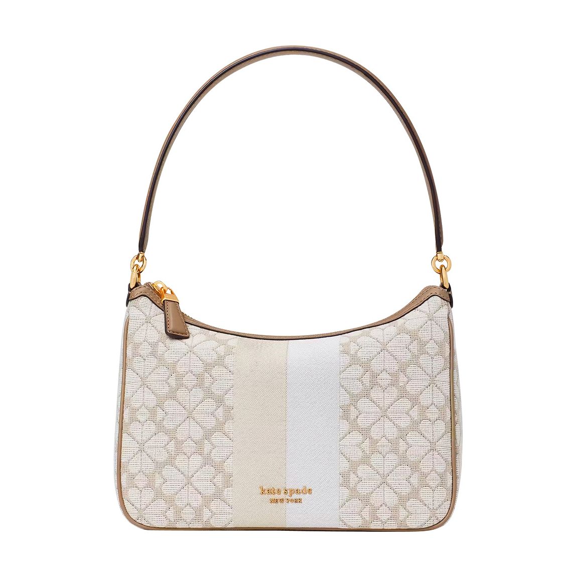 Natural Spade Flower Jacquard Stripe Sam Small Convertible Shoulder Bag main product photo