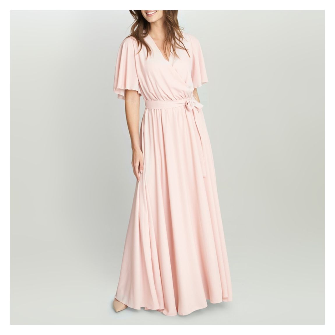 Pale Pink Crissy Cape Sleeve Maxi Dress main product photo