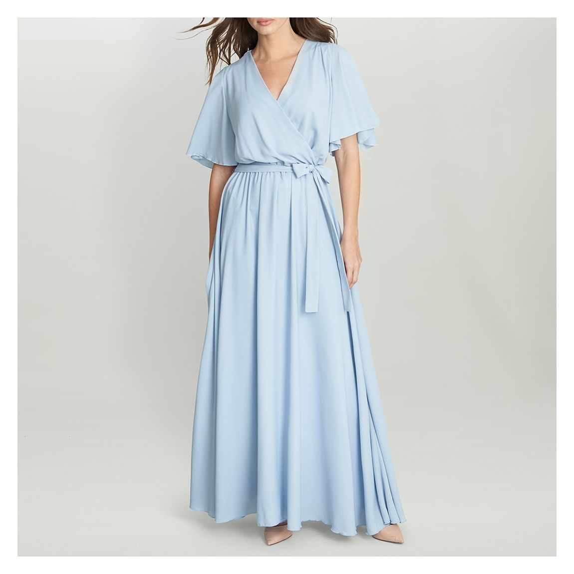 Pale Blue Crissy Cape Sleeve Maxi Dress main product photo