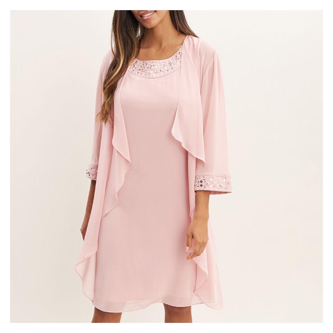 Pale Pink Joseline Short Chiffon Jacket Dress main product photo
