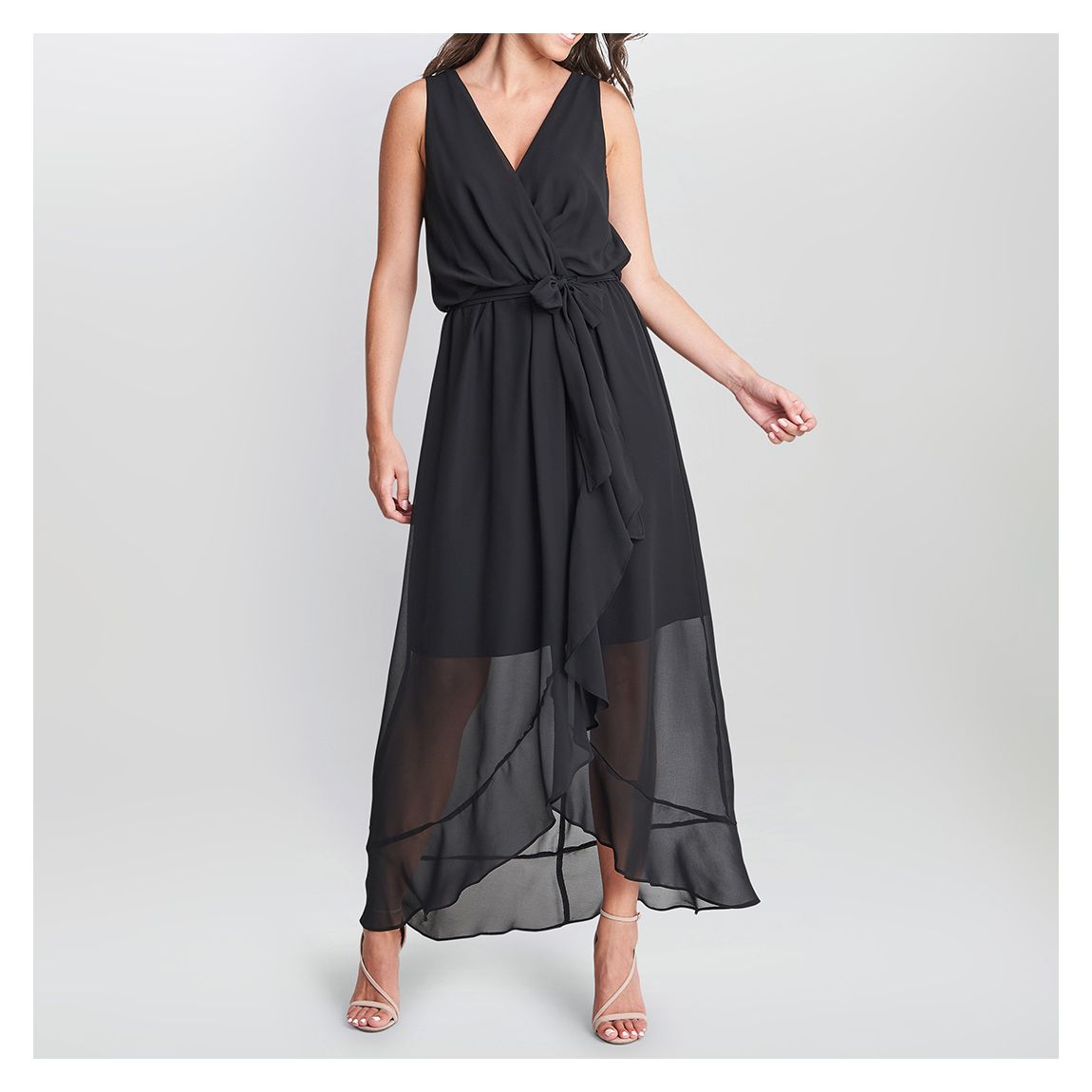 Black Imogen Sleeveless Wrap Dress main product photo