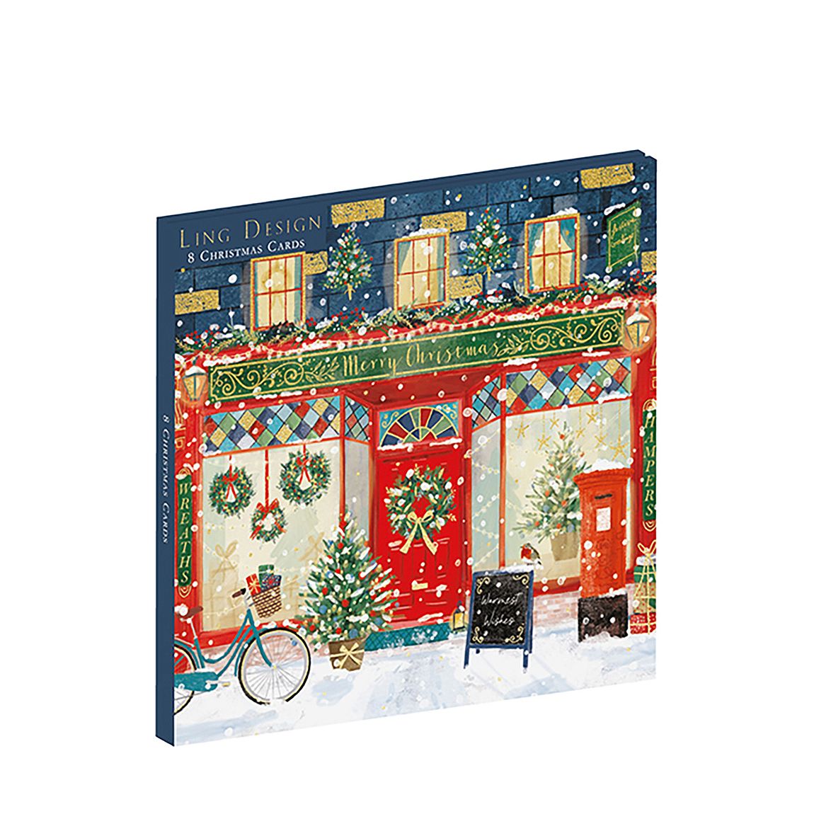 Set Of 16 Shopping Luxury Foiled Christmas Cards main product photo