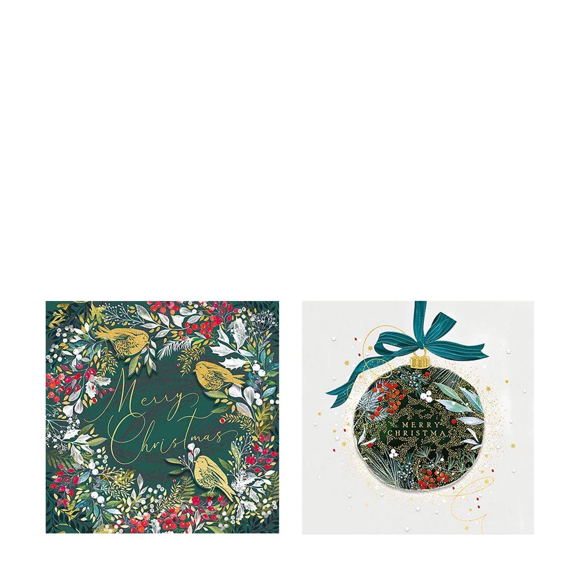Set Of 10 Winter Foliage Luxury Foiled Christmas Cards main product photo