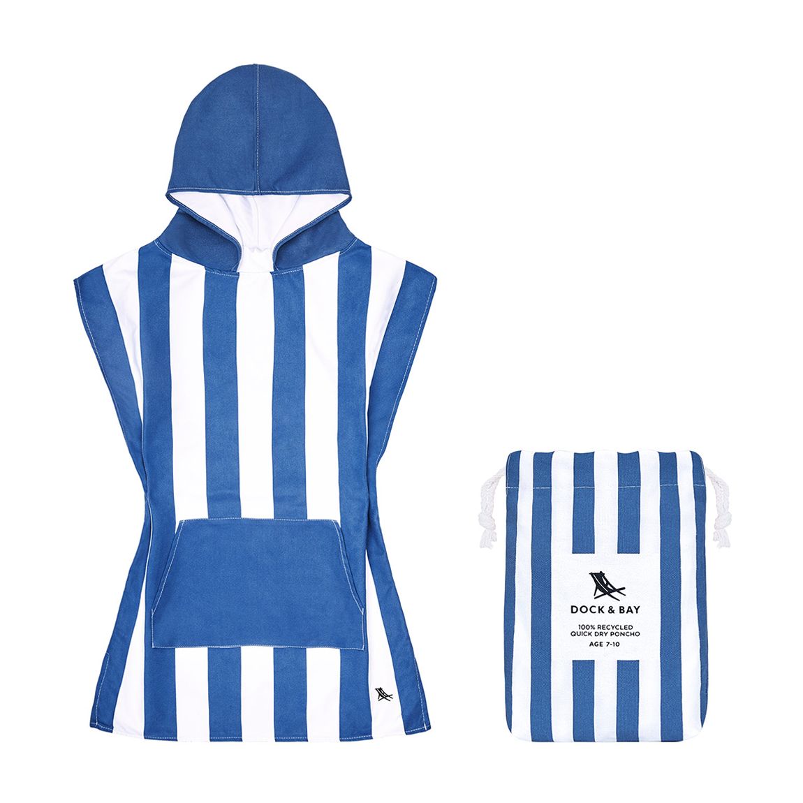 Age 4 to 7 Kids Poncho, Whitsunday Blue main product photo