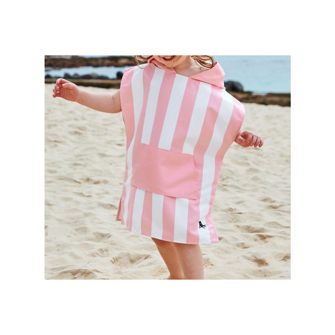 Kids Beach Poncho, Extra Small, Malibu Pink main product photo