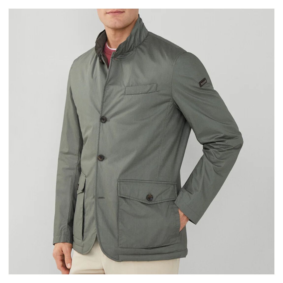 Khaki High Neck Water Repellent Blazer main product photo