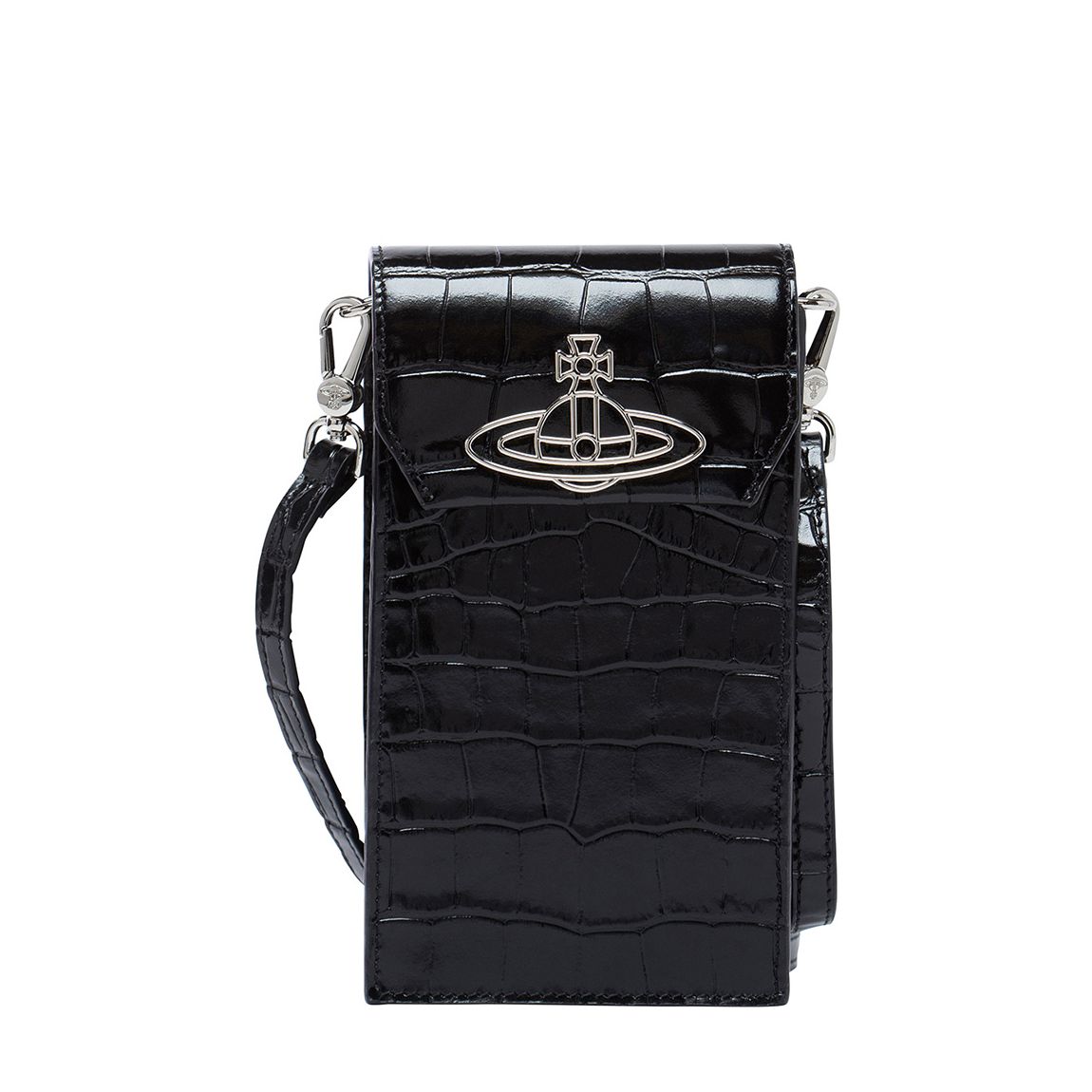 Black Crocodile Thin Line Orb Phone Crossbody main product photo