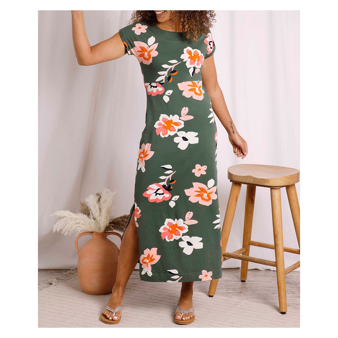 Green Mirren Cotton Maxi Dress main product photo
