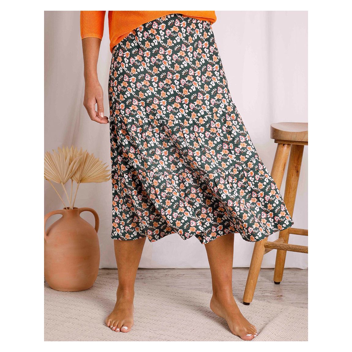 Multi Cassis Tiered Midi Skirt main product photo