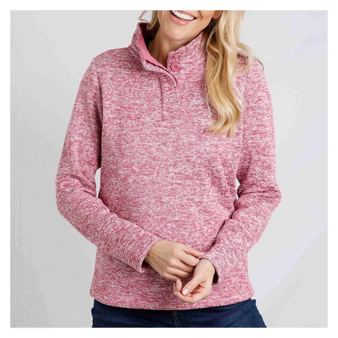 Pink Safi Knitted Button Neck Fleece main product photo