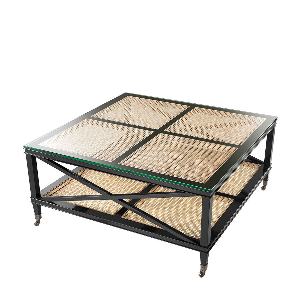 Bahamas Coffee Table, Black & Natural Cane main product photo