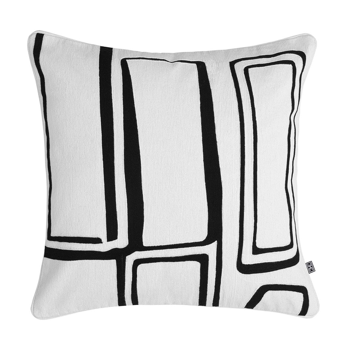 Ribeira Cushion 50x50cm, White on Black main product photo