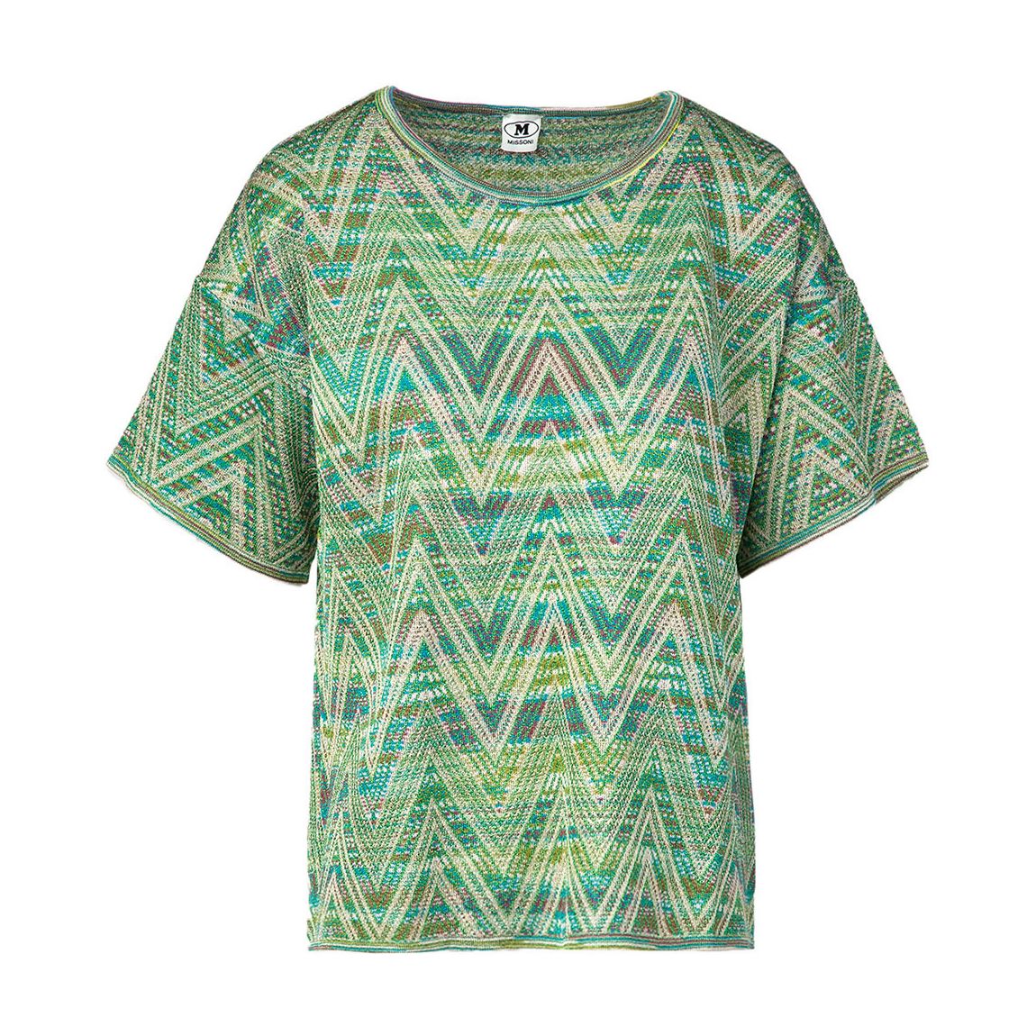 Green Zig Zag Wool Blend Top main product photo