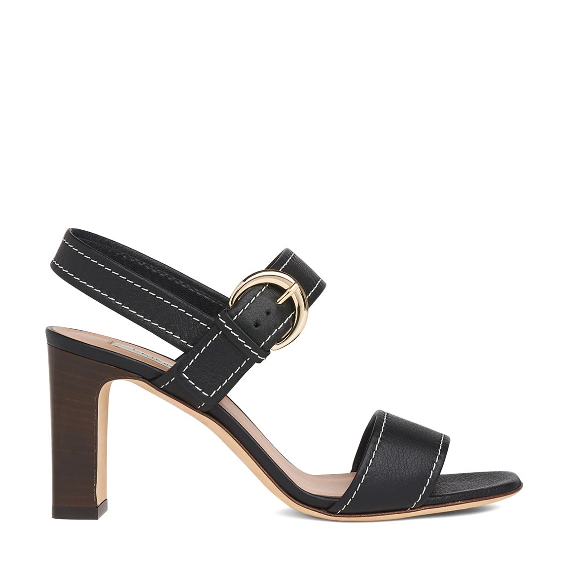 Black Leather Natalie Buckle Sandals main product photo
