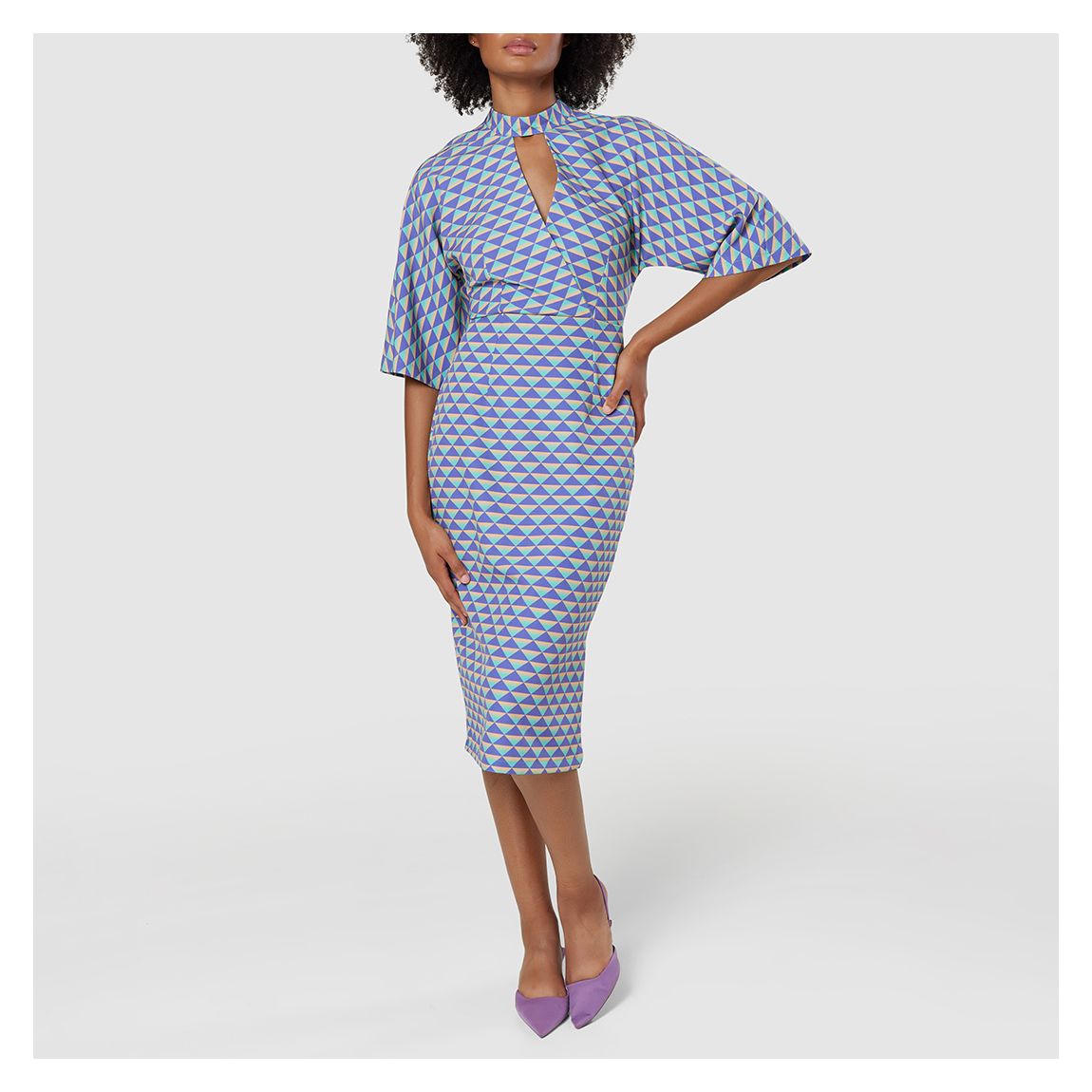 Multi Geometric Printed Pencil Midi Dress main product photo