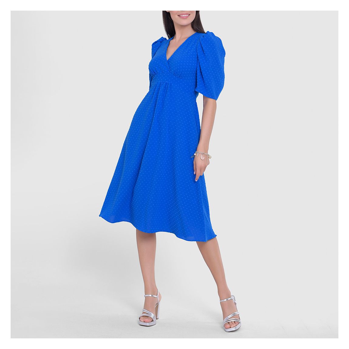 Blue A-Line Tie Waist Dress main product photo